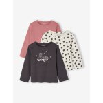 Lot de 3 t - shirts fille fantaisie manches longues mauve