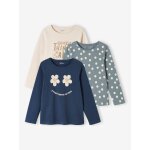 Lot de 3 t - shirts fille manches longues marine