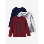 Lot de 3 t - shirts gar�on manches longues bordeaux