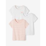 Lot de 3 t - shirts manches courtes fantaisie fille basics blanc