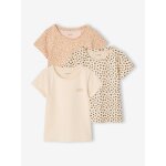 Lot de 3 t - shirts manches courtes fille beige