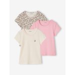 Lot de 3 t - shirts manches courtes fille beige