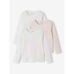 Lot de 3 t - shirts manches longues fantaisie fille basics rose nude