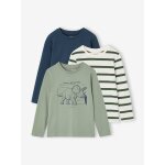 Lot de 3 t - shirts manches longues gar�on vert sauge