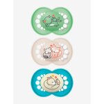 Lot de 3 sucettes en silicone original 18 mois + vert + sable + bleu