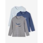 Lot de 3 tee - shirts baleine garçon manches longues bleu ciel Lot de 3 tee - shirts baleine garçon manches longues bleu ciel