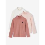 Lot de 3 tee - shirts basics  col montant fille bois de rose