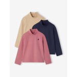 Lot de 3 tee - shirts basics � col montant fille mauve