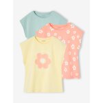 Lot de 3 tee - shirts fille fantaisie manches courtes bleu gris�