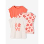 Lot de 3 tee - shirts fille fantaisie manches courtes rose poudr�