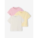 Lot de 3 tee - shirts fille unis rose p�le