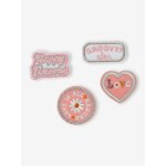 Lot de 4 badges thermocollants fille rose