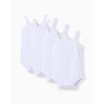 Lot de 4 bodies unis � bretelles blanc