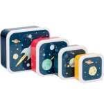 Lot de 4 bo�tes � go�ter espace bleu, jaune, rouge