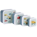 Lot de 4 bo�tes � go�ter v�hicules bleu, jaune, rouge