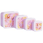 Lot de 4 boîtes À goûter violet, blanc, jaune Lot de 4 boîtes À goûter violet, blanc, jaune