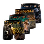Lot de 4 boxers wild animals marron / jaune / noir / vert / noir