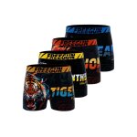 Lot de 4 boxers wild animals orange / noir / jaune / bleu