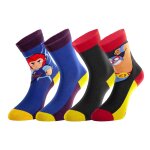 Lot de 4 paires de chaussettes brawl stars bleu / jaune / gris / rouge