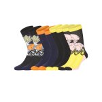 Lot de 4 paires de chaussettes dragon ball z gar�on noir / rouge / orange / gris / jaune