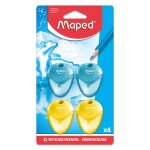 Lot de 4 taille crayons igloo 1 trou bleu jaune