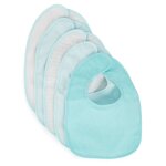 Lot de 5 bavoirs b�b� en coton imperm�able 5x menthe / blanc