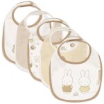 Lot de 5 bavoirs imperm�ables miffy family farm ecru, marron, jaune