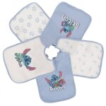 Lot de 5 bavoirs stitch coton bleu