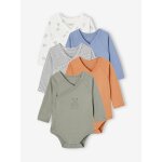 Lot 5 bodies animaux manches longues bb ouverture naissance vert