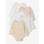 Lot de 5 bodies bb fille ouverture amricaine manches longues cru