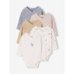 Lot de 5 bodies b�b� gar�on manches longues bleu ciel
