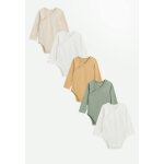 Lot de 5 bodies b�b� manches longues ouverture crois�e mini r�ve ecru