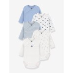 Lot 5 bodies crois�s manches longues bleu