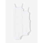 Lot de 5 bodies fines bretelles bébé en interlock basics lot blanc Lot de 5 bodies fines bretelles bébé en interlock basics lot blanc