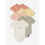 Lot 5 bodies manches courtes fleuris rose