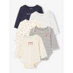Lot de 5 bodies manches longues bb emmanchure us en coton bio bleu nuit
