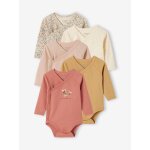 Lot 5 bodies manches longues bb ouverture naissance en coton bio vanille
