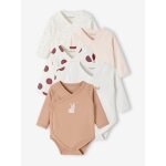 Lot de 5 bodies manches longues b�b� ouverture naissance rose poudr�
