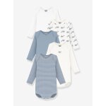 Lot 5 bodies manches longues bleu