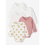 Lot de 5 bodies naissance �volutifs � pois rose