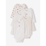 Lot de 5 bodies naissance fille manches longues �cru