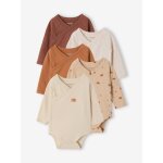 Lot de 5 bodies naissance manches longues beige chin�