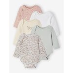 Lot de 5 bodies naissance avec ouverture am�ricaine vert sauge