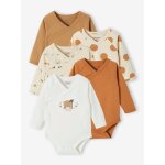 Lot de 5 bodies ouverture naissance bb en coton biologique taupe