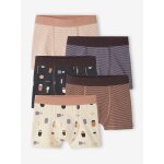 Lot de 5 boxers stretch graphiques garon en coton bio cru