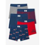 Lot de 5 boxers stretch pompiers garon en coton bio bleu ocan
