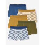 Lot 5 boxers unis et ray�s gar�on multicolore