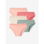 Lot de 5 culottes fantaisie fille en maille côtelée rose nude Lot de 5 culottes fantaisie fille en maille côtelée rose nude