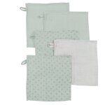 Lot de 5 gants de toilette d�barbouillettes en coton bio lil planet vert givr� et gris argent�