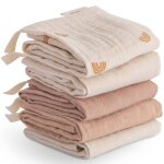 Lot de 5 gants de toilette ecru, rose